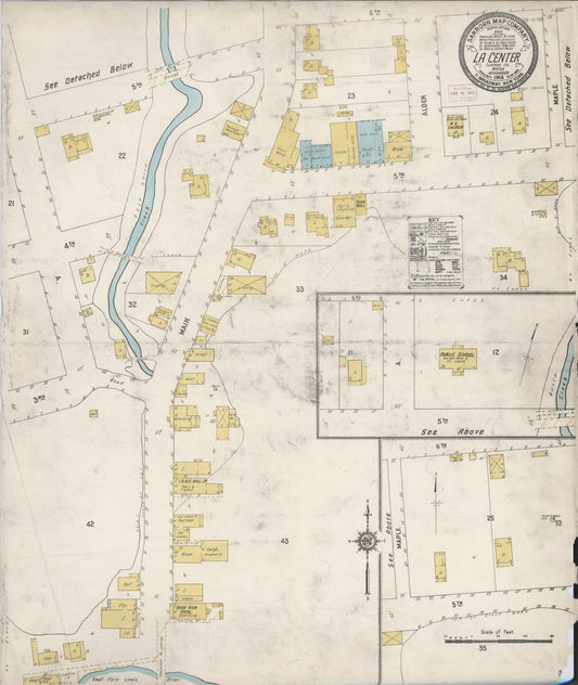 Sanborn Fire Insurance Map from La Center, Clark County, Washington (1914), Sheet #0001 - Historic Sanborn Fire Insurance Map Print, vintage old map wall art, antique decor, genealogy gift, Washington Washington map