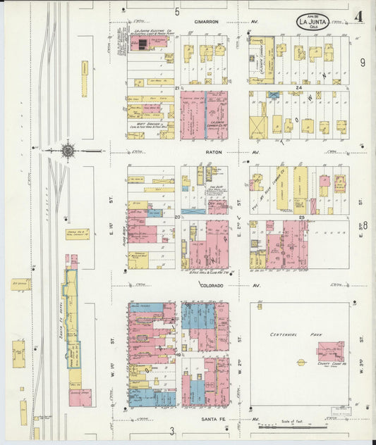 Sanborn Fire Insurance Map from La Junta, Otero County, Colorado (1911), Sheet #0004 - Historic Sanborn Fire Insurance Map Print, vintage old map wall art, antique decor, genealogy gift, Colorado Colorado map