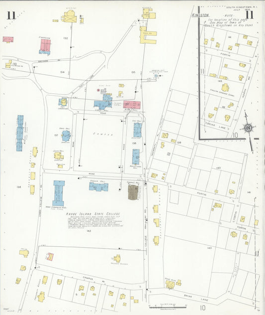 Sanborn Fire Insurance Map from South Kingstown, Washington County, Rhode Island (1935), Sheet #0011 - Historic Sanborn Fire Insurance Map Print, vintage old map wall art, antique decor, genealogy gift, Rhode Island Rhode Island map