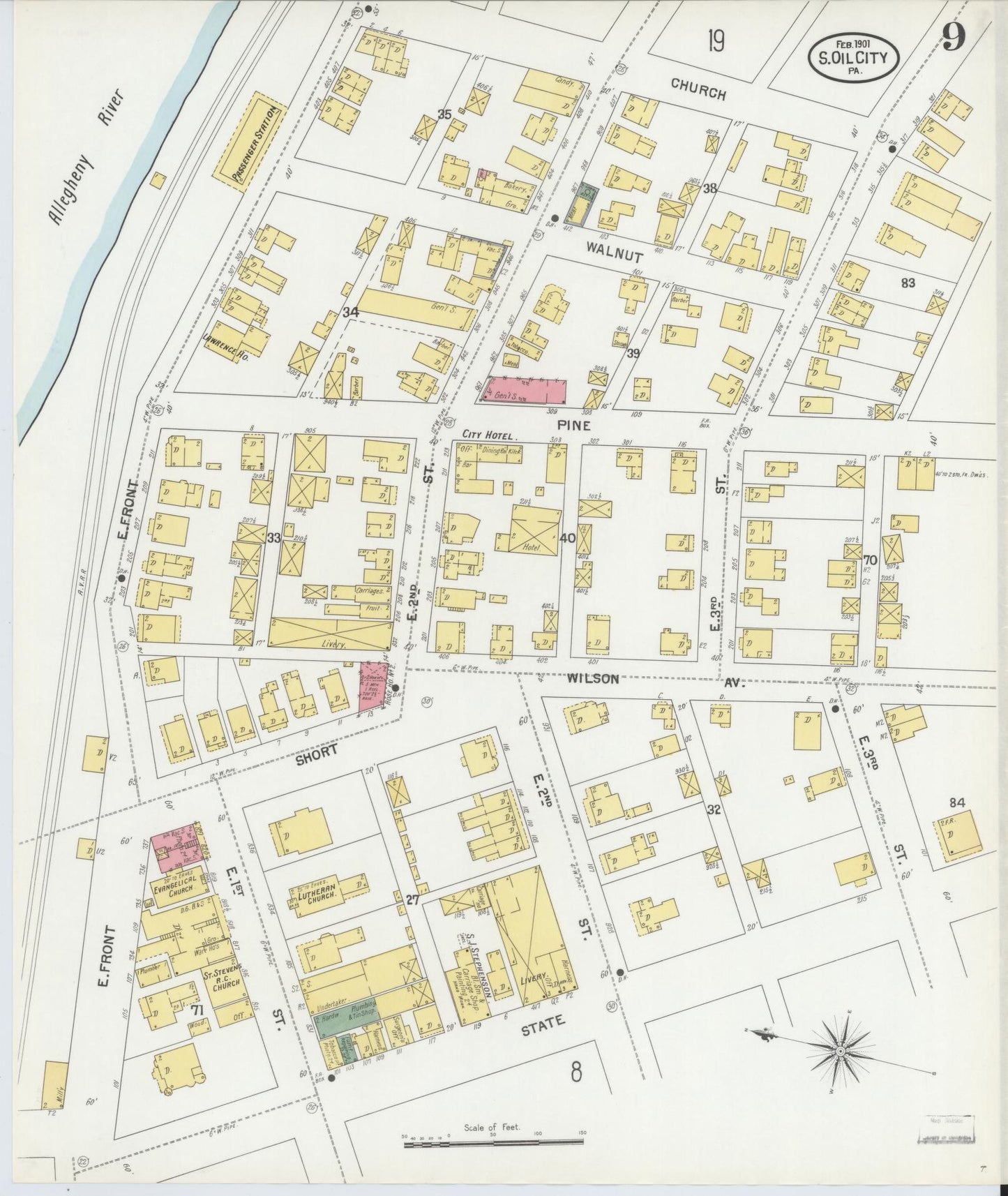 Sanborn Fire Insurance Map from Oil City, Venango County, Pennsylvania (1901), Sheet #0009 - Complete Map Set gallery image, historic Sanborn map, vintage wall art, Pennsylvania Pennsylvania