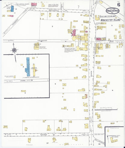 Sanborn Fire Insurance Map from Manchester, Bennington County, Vermont (1921), Sheet #0006 - Complete Map Set gallery image, historic Sanborn map, vintage wall art, Vermont Vermont
