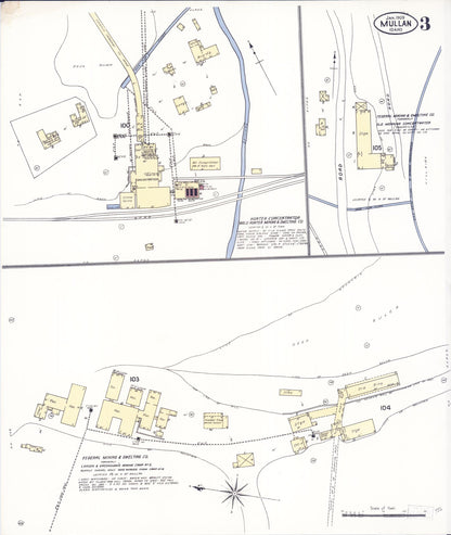 Sanborn Fire Insurance Map from Mullan, Shoshone County, Idaho (1909), Sheet #0003 - Complete Map Set gallery image, historic Sanborn map, vintage wall art, Idaho Idaho