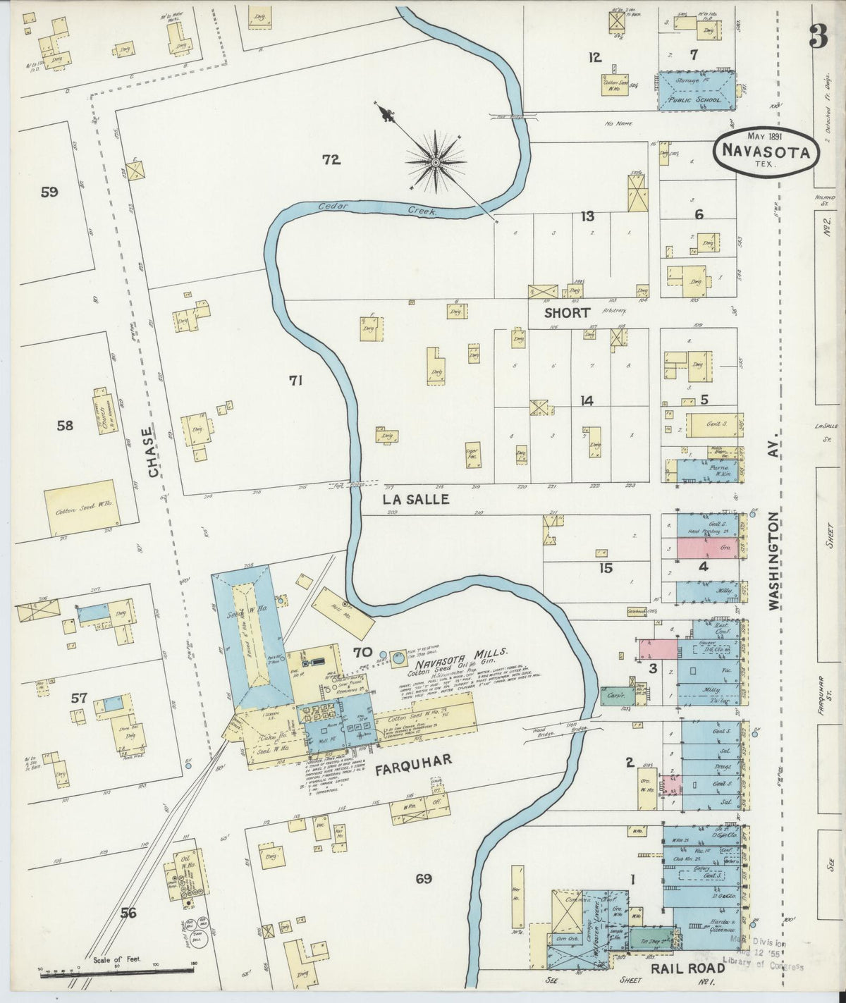 Sanborn Fire Insurance Map from Navasota, Grimes County, Texas (1891), Sheet #0003 - Complete Map Set gallery image, historic Sanborn map, vintage wall art, Texas Texas