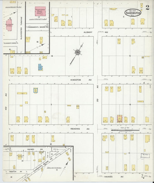 Sanborn Fire Insurance Map from Barrington, Camden County, New Jersey (1917), Sheet #0002 - Historic Sanborn Fire Insurance Map Print, vintage old map wall art, antique decor, genealogy gift, New Jersey New Jersey map
