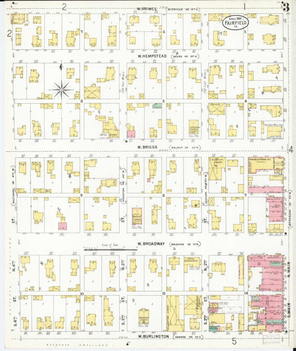 Sanborn Fire Insurance Map from Fairfield, Jefferson County, Iowa (1899), Sheet #0003 - Historic Sanborn Fire Insurance Map Print