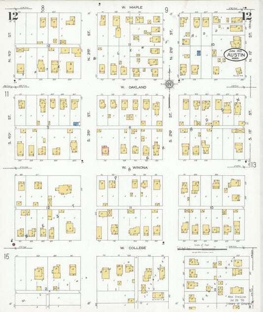 Sanborn Fire Insurance Map from Austin, Mower County, Minnesota (1926), Sheet #0012 - Historic Sanborn Fire Insurance Map Print, vintage old map wall art, antique decor, genealogy gift, Minnesota Minnesota map