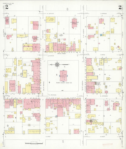 Sanborn Fire Insurance Map from Perryville, Perry County, Missouri (1938), Sheet #0002 - Complete Map Set gallery image, historic Sanborn map, vintage wall art, Missouri Missouri