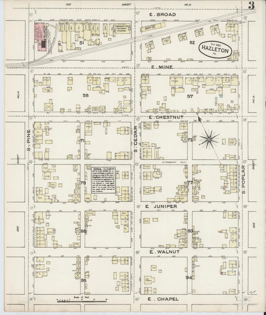 Sanborn Fire Insurance Map from Hazleton, Luzerne County, Pennsylvania (1884), Sheet #0003 - Historic Sanborn Fire Insurance Map Print, vintage old map wall art, antique decor, genealogy gift, Pennsylvania Pennsylvania map