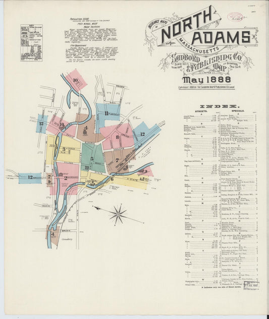 Sanborn Fire Insurance Map from North Adams, Berkshire County, Massachusetts (1888), Sheet #0001 - Complete Map Set gallery image, historic Sanborn map, vintage wall art, Massachusetts Massachusetts