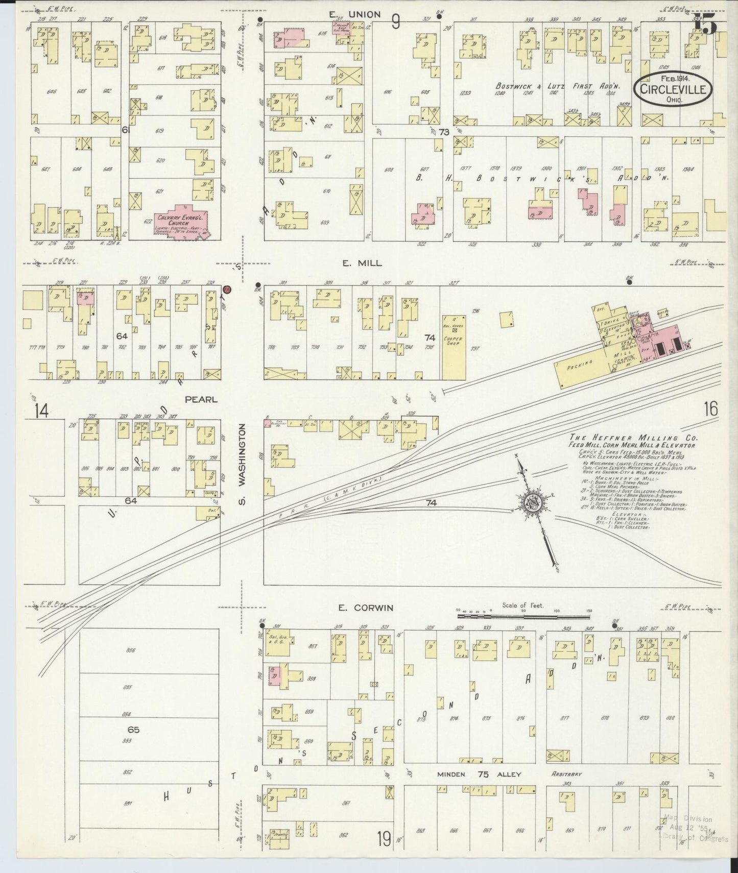 Sanborn Fire Insurance Map from Circleville, Pickaway County, Ohio (1914), Sheet #0015 - Historic Sanborn Fire Insurance Map Print, vintage old map wall art, antique decor, genealogy gift, Ohio Ohio map