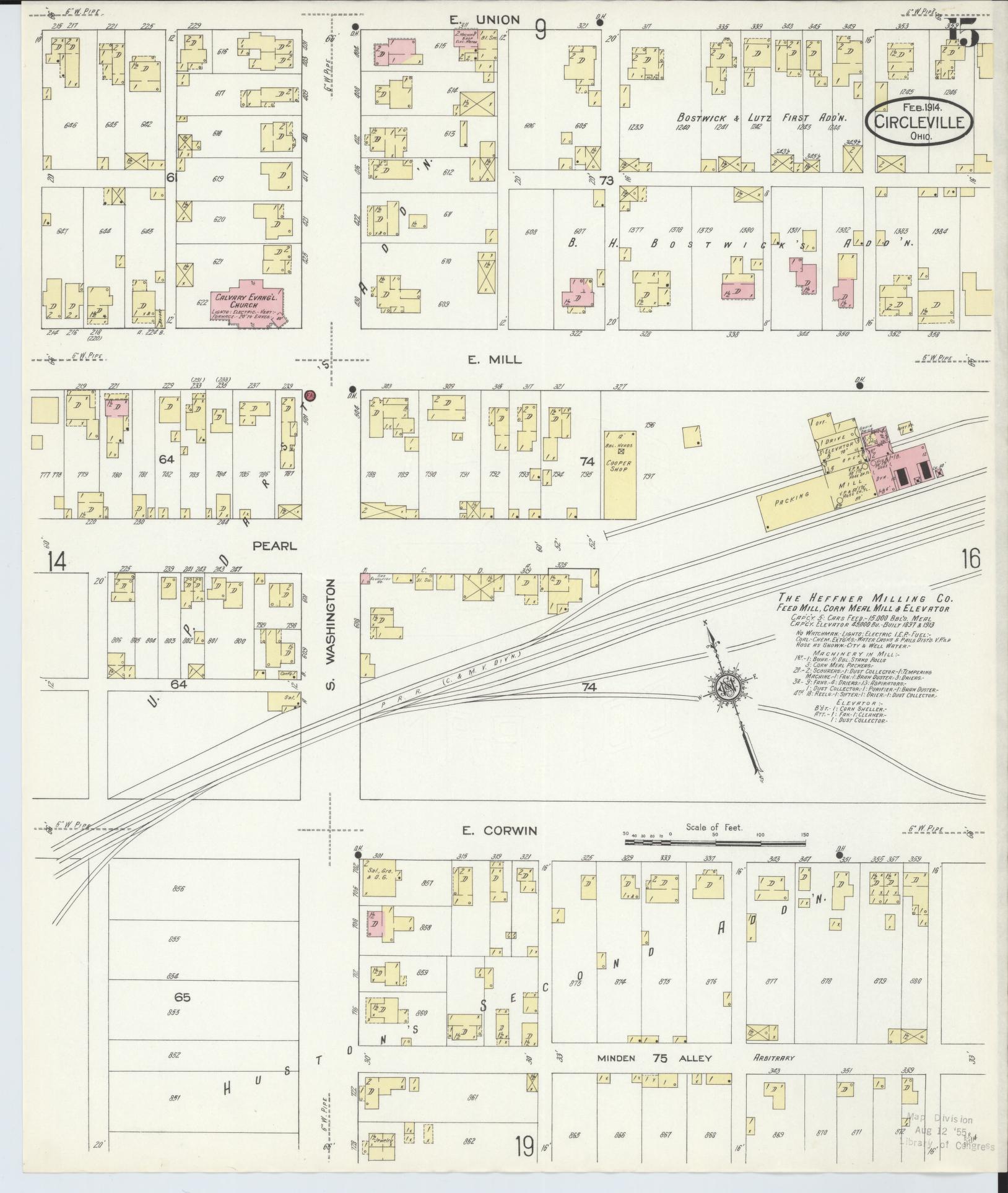 Sanborn Fire Insurance Map from Circleville, Pickaway County, Ohio (1914), Sheet #0015 - Historic Sanborn Fire Insurance Map Print, vintage old map wall art, antique decor, genealogy gift, Ohio Ohio map