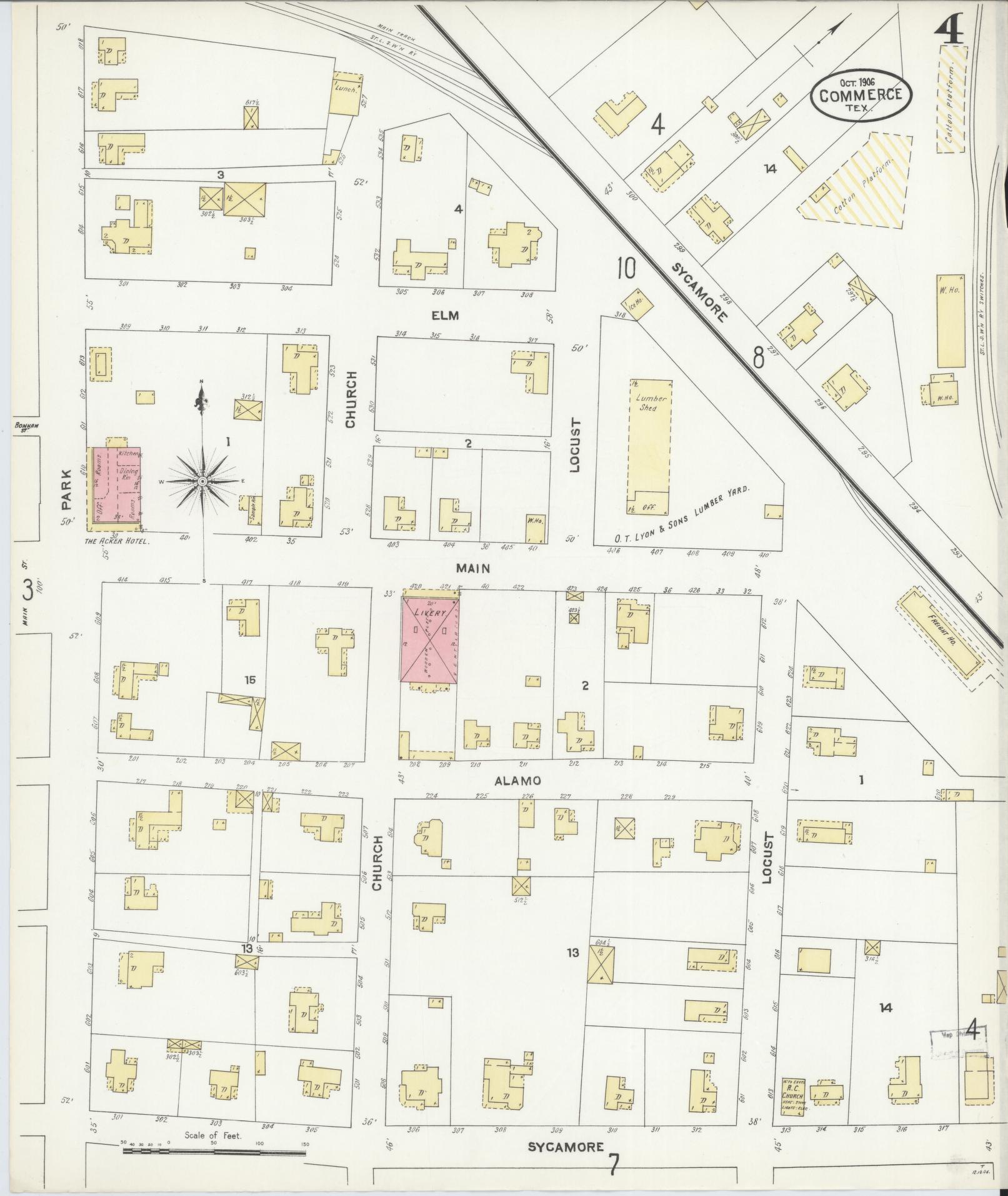 Sanborn Fire Insurance Map from Commerce, Hunt County, Texas (1906), Sheet #0004 - Historic Sanborn Fire Insurance Map Print, vintage old map wall art, antique decor, genealogy gift, Texas Texas map