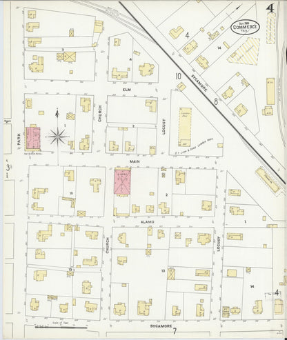 Sanborn Fire Insurance Map from Commerce, Hunt County, Texas (1906), Sheet #0004 - Historic Sanborn Fire Insurance Map Print, vintage old map wall art, antique decor, genealogy gift, Texas Texas map