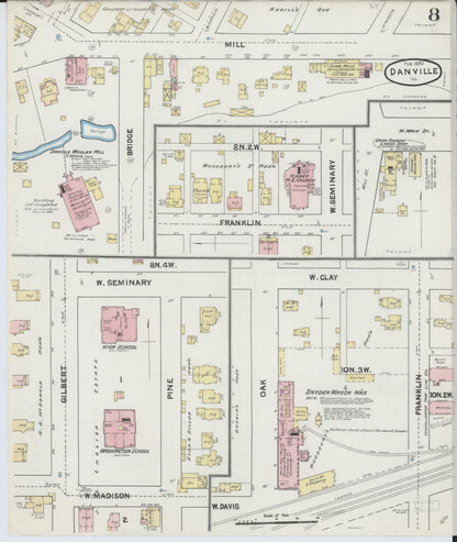 Sanborn Fire Insurance Map from Danville, Vermilion County, Illinois (1890), Sheet #0008 - Complete Map Set gallery image, historic Sanborn map, vintage wall art, Illinois Illinois