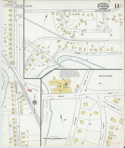 Sanborn Fire Insurance Map from Concord, Middlesex County, Massachusetts (1918), Sheet #0011 - Historic Sanborn Fire Insurance Map Print, vintage old map wall art, antique decor, genealogy gift, Massachusetts Massachusetts map