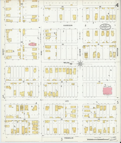 Sanborn Fire Insurance Map from Garrett, De Kalb County, Indiana (1901), Sheet #0004 - Complete Map Set gallery image, historic Sanborn map, vintage wall art, Indiana Indiana