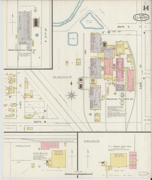 Sanborn Fire Insurance Map from Elwood, Madison County, Indiana (1895), Sheet #0014 - Historic Sanborn Fire Insurance Map Print, vintage old map wall art, antique decor, genealogy gift, Indiana Indiana map
