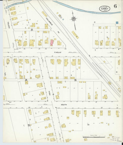 Sanborn Fire Insurance Map from Carey, Wyandot County, Ohio (1916), Sheet #0006 - Complete Map Set gallery image, historic Sanborn map, vintage wall art, Ohio Ohio