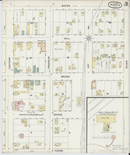 Sanborn Fire Insurance Map from Austin, Mower County, Minnesota (1888), Sheet #0003 - Historic Sanborn Fire Insurance Map Print, vintage old map wall art, antique decor, genealogy gift, Minnesota Minnesota map