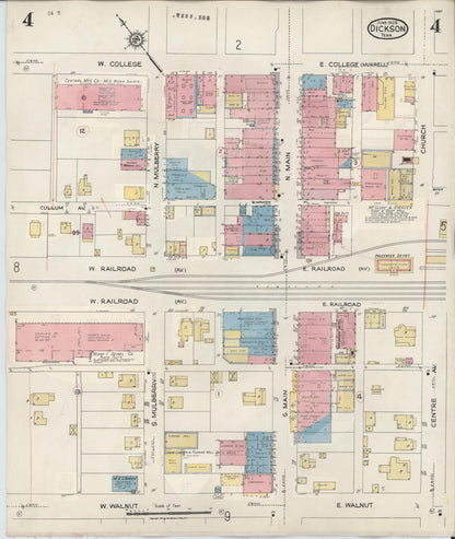 Sanborn Fire Insurance Map from Dickson, Dickson County, Tennessee (1941), Sheet #0004 - Complete Map Set gallery image, historic Sanborn map, vintage wall art, Tennessee Tennessee