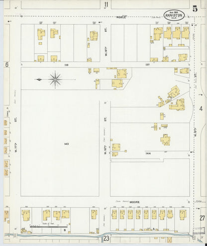Sanborn Fire Insurance Map from Anniston, Calhoun County, Alabama (1905), Sheet #0005 - Complete Map Set gallery image, historic Sanborn map, vintage wall art, Alabama Alabama
