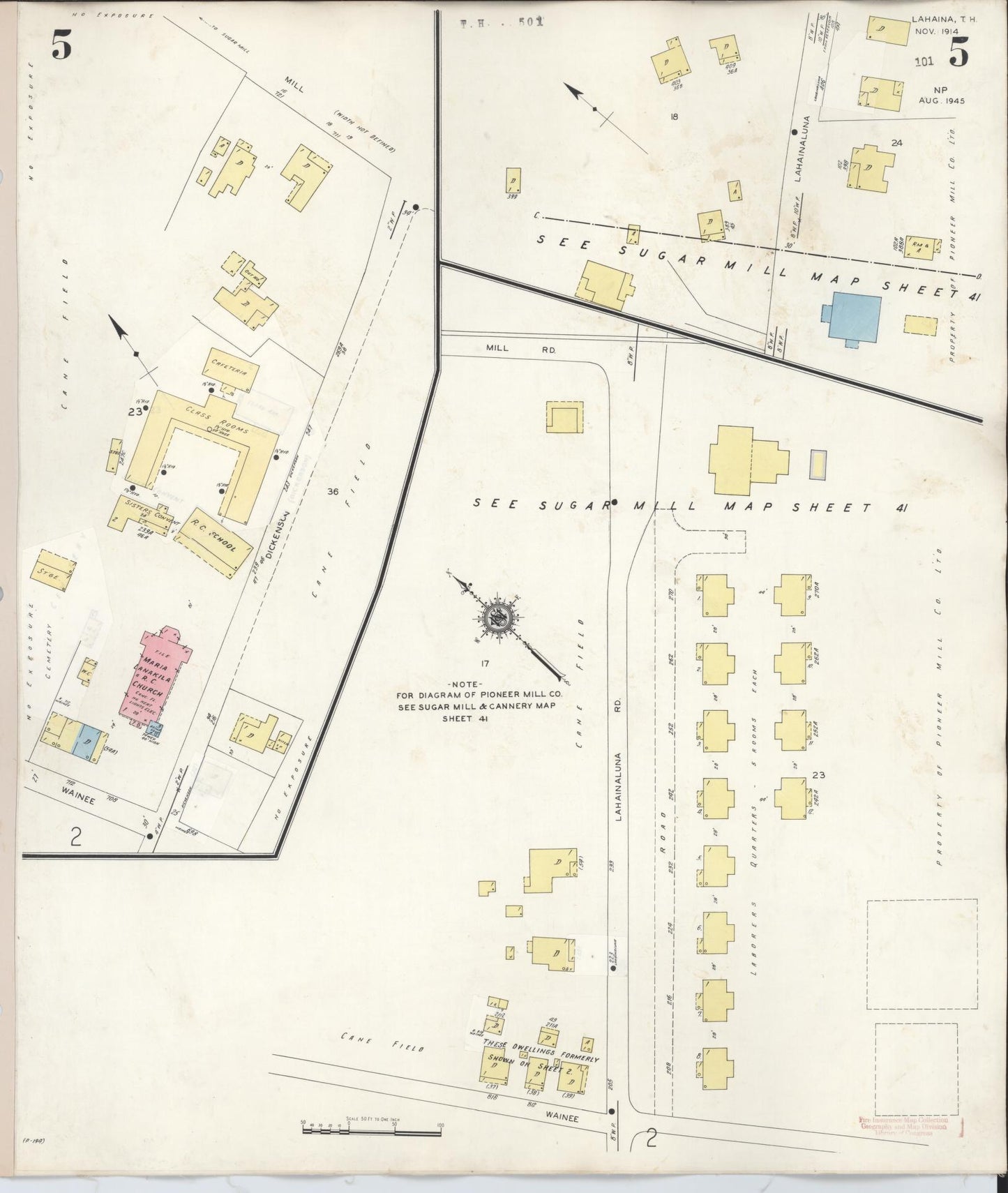 Sanborn Fire Insurance Map from Lahaina, Maui County, Hawaii (1950), Sheet #0005 - Complete Map Set gallery image, historic Sanborn map, vintage wall art, Hawaii Hawaii