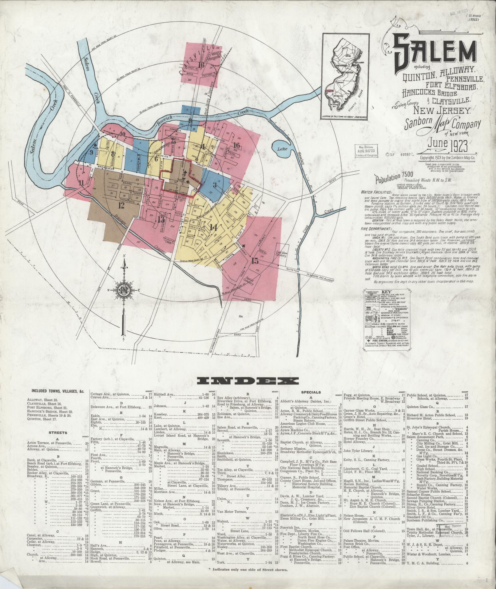 Sanborn Fire Insurance Map from Salem, Salem County, New Jersey. (1923) – Historic Sanborn Fire Insurance Map Print