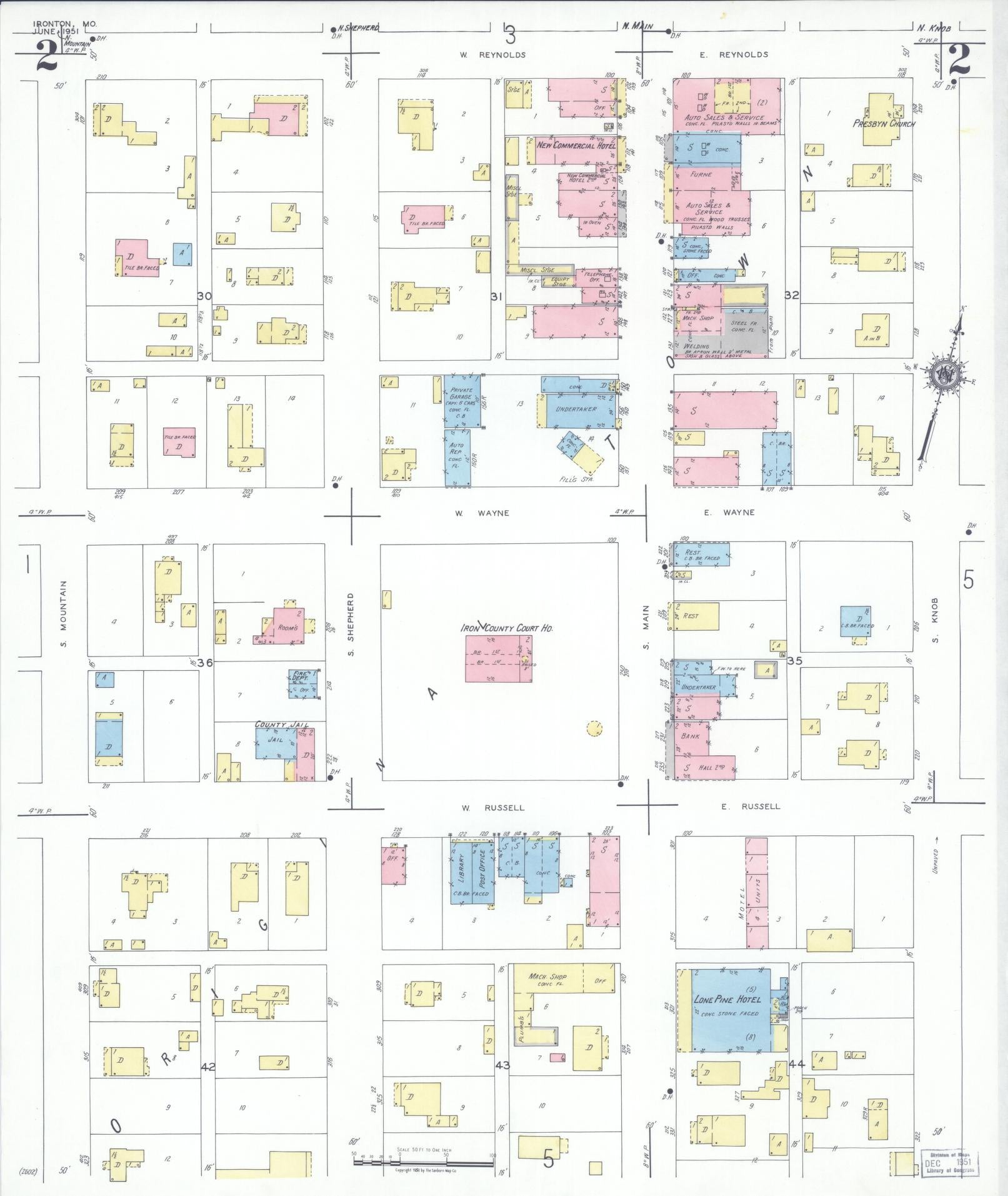 Sanborn Fire Insurance Map from Ironton, Iron County, Missouri (1951), Sheet #0002 - Complete Map Set gallery image, historic Sanborn map, vintage wall art, Missouri Missouri