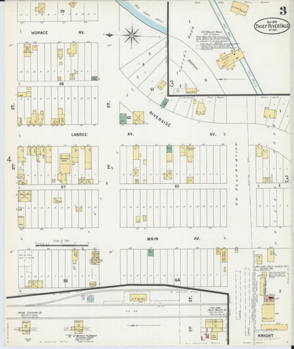 Sanborn Fire Insurance Map from Thief River Falls, Pennington County, Minnesota (1899), Sheet #0003 - Historic Sanborn Fire Insurance Map Print, vintage old map wall art, antique decor, genealogy gift, Minnesota Minnesota map