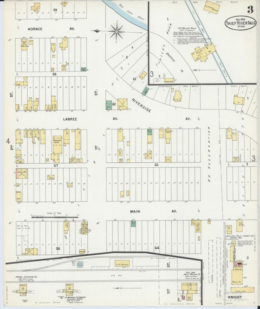 Sanborn Fire Insurance Map from Thief River Falls, Pennington County, Minnesota (1899), Sheet #0003 - Historic Sanborn Fire Insurance Map Print, vintage old map wall art, antique decor, genealogy gift, Minnesota Minnesota map
