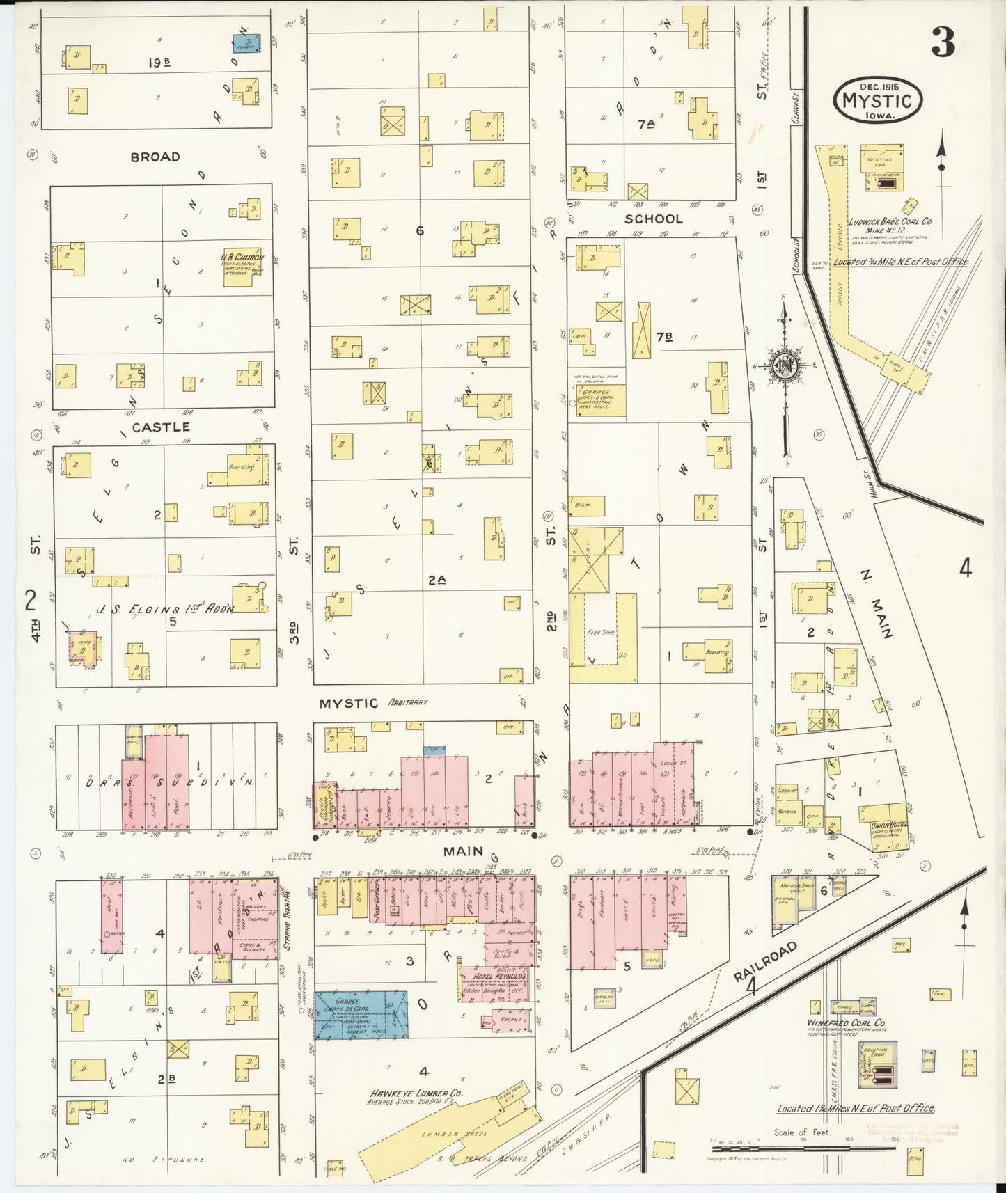 Sanborn Fire Insurance Map from Mystic, Appanoose County, Iowa (1916), Sheet #0003 - Historic Sanborn Fire Insurance Map Print