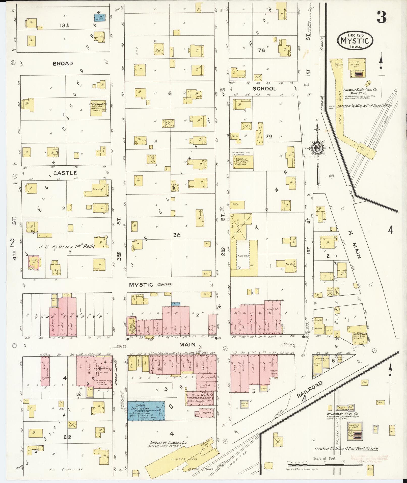 Sanborn Fire Insurance Map from Mystic, Appanoose County, Iowa (1916), Sheet #0003 - Historic Sanborn Fire Insurance Map Print