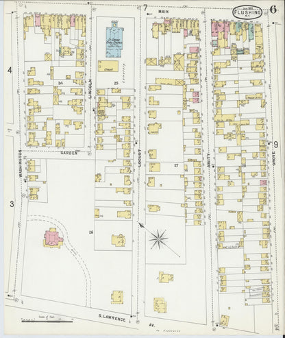 Sanborn Fire Insurance Map from Flushing, Queens County, New York (1897), Sheet #0006 - Historic Sanborn Fire Insurance Map Print, vintage old map wall art, antique decor, genealogy gift, New York New York map