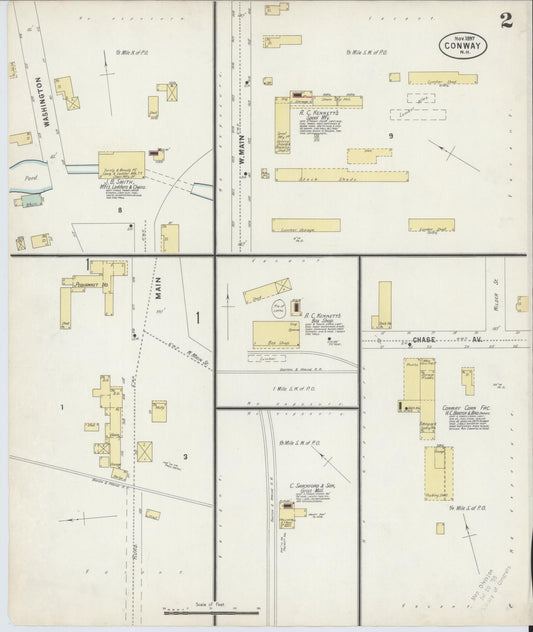 Sanborn Fire Insurance Map from Conway, Carroll County, New Hampshire (1897), Sheet #0002 - Historic Sanborn Fire Insurance Map Print, vintage old map wall art, antique decor, genealogy gift, New Hampshire New Hampshire map