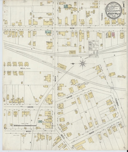 Sanborn Fire Insurance Map from Miners Mills, Luzerne County, Pennsylvania (1897), Sheet #0001 - Complete Map Set gallery image, historic Sanborn map, vintage wall art, Pennsylvania Pennsylvania