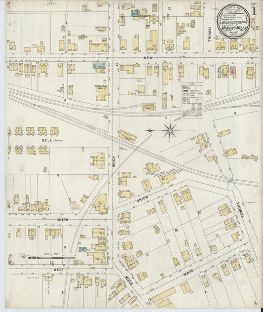 Sanborn Fire Insurance Map from Miners Mills, Luzerne County, Pennsylvania (1897), Sheet #0001 - Complete Map Set gallery image, historic Sanborn map, vintage wall art, Pennsylvania Pennsylvania