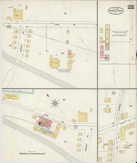 Sanborn Fire Insurance Map from Middletown, Orange County, New York (1904), Sheet #0022 - Historic Sanborn Fire Insurance Map Print, vintage old map wall art, antique decor, genealogy gift, New York New York map