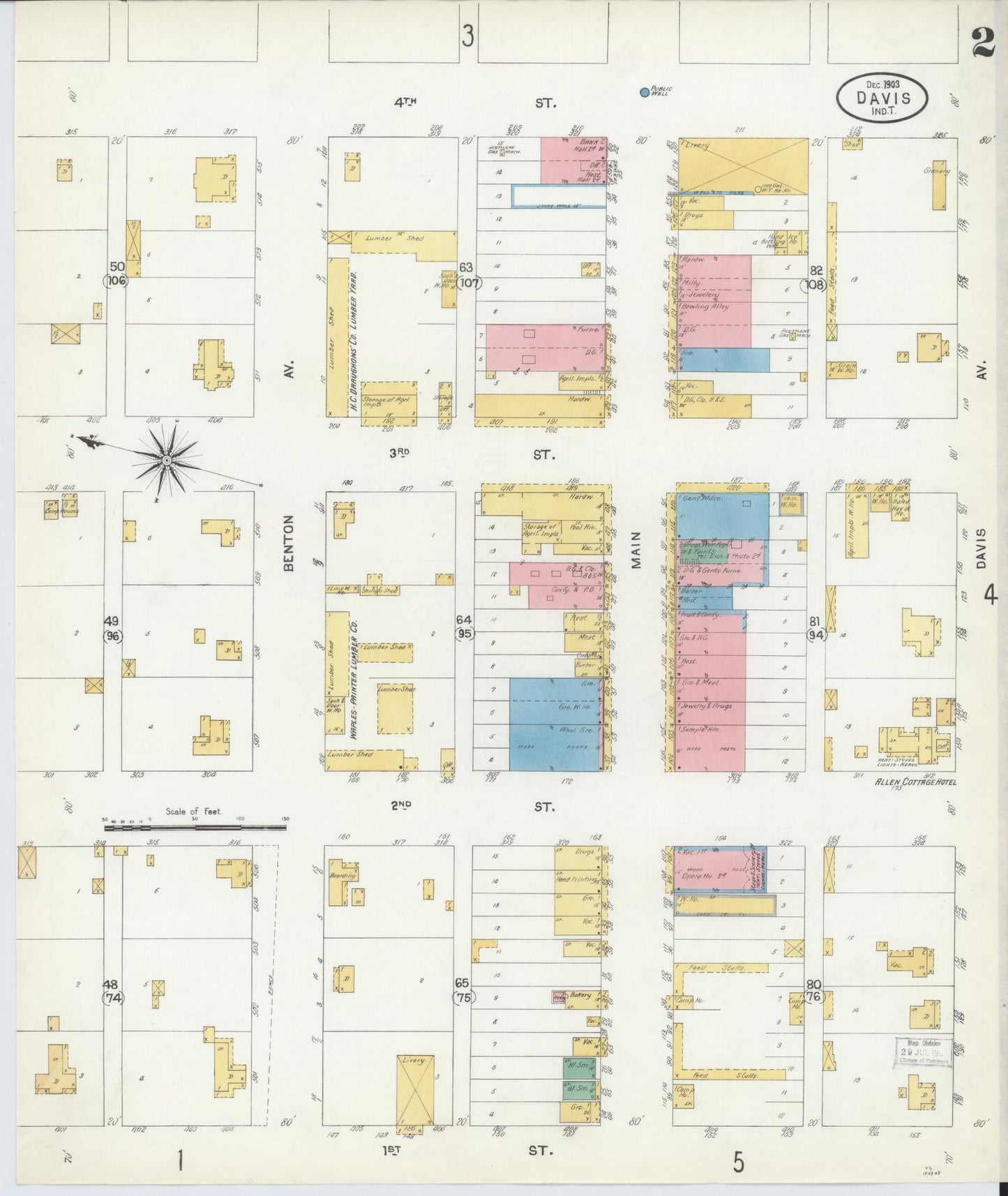 Sanborn Fire Insurance Map from Davis, Murray County, Oklahoma (1903), Sheet #0002 - Historic Sanborn Fire Insurance Map Print, vintage old map wall art, antique decor, genealogy gift, Oklahoma Oklahoma map