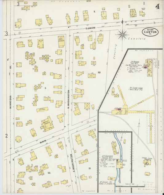 Sanborn Fire Insurance Map from Canton, Bradford County, Pennsylvania (1897), Sheet #0004 - Historic Sanborn Fire Insurance Map Print, vintage old map wall art, antique decor, genealogy gift, Pennsylvania Pennsylvania map