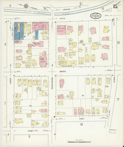 Sanborn Fire Insurance Map from Oneida, Madison County, New York (1914), Sheet #0015 - Complete Map Set gallery image, historic Sanborn map, vintage wall art, New York New York