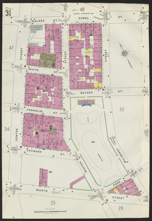 Sanborn Fire Insurance Map from New York, Bronx, Manhattan, New York (1923), Sheet #0031 - Historic Sanborn Fire Insurance Map Print, vintage old map wall art, antique decor, genealogy gift, New York New York map