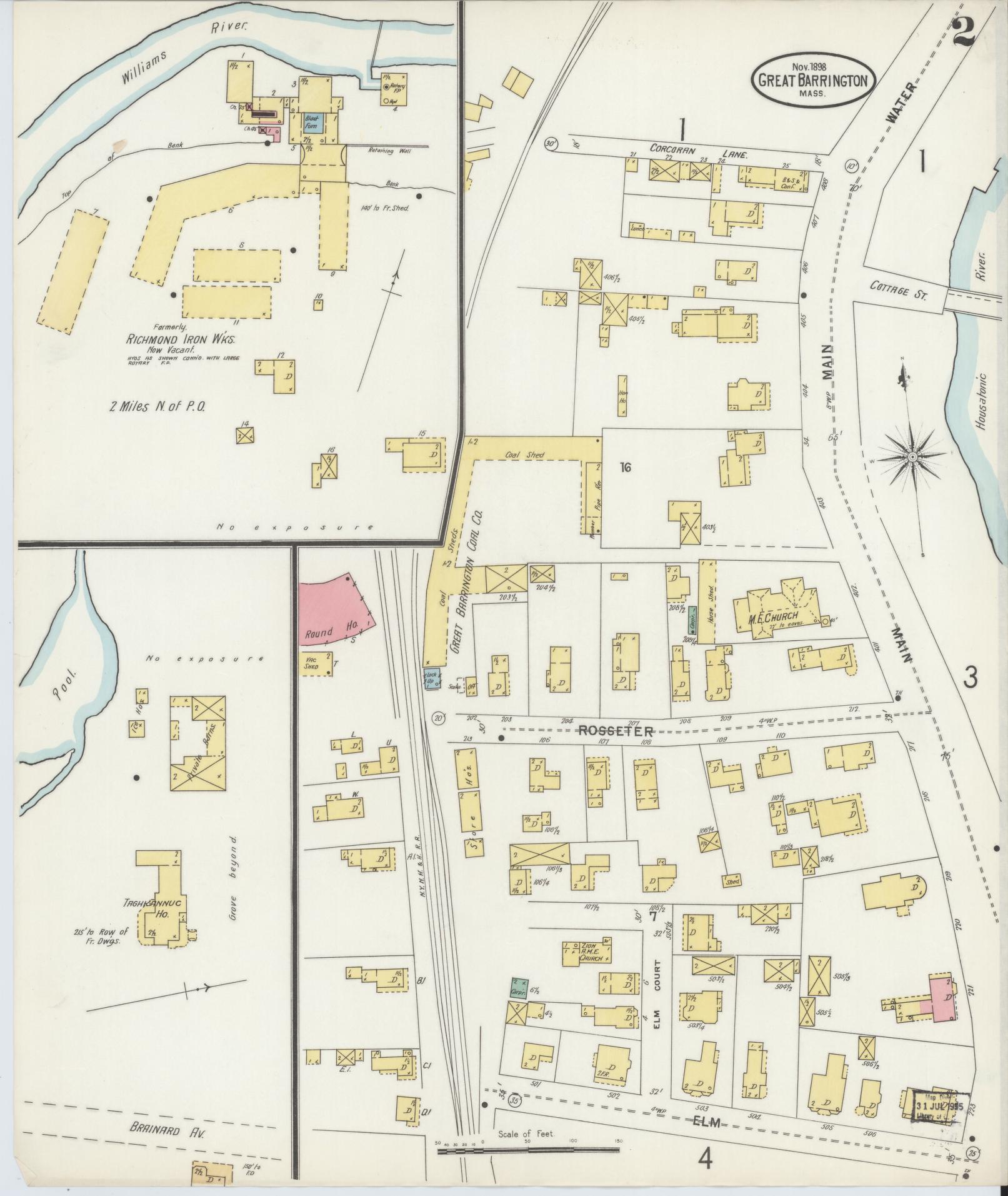 Sanborn Fire Insurance Map from Great Barrington, Berkshire County, Massachusetts (1898), Sheet #0002 - Complete Map Set gallery image, historic Sanborn map, vintage wall art, Massachusetts Massachusetts