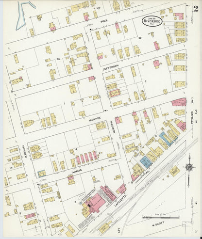 Sanborn Fire Insurance Map from Riverside, Burlington County, New Jersey (1911), Sheet #0002 - Historic Sanborn Fire Insurance Map Print, vintage old map wall art, antique decor, genealogy gift, New Jersey New Jersey map