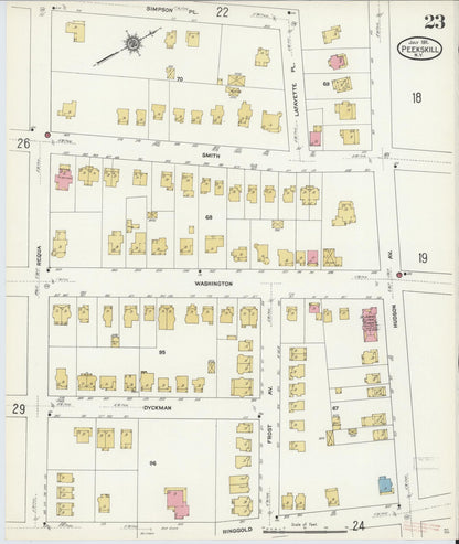 Sanborn Fire Insurance Map from Peekskill, Westchester County, New York (1911), Sheet #0023 - Historic Sanborn Fire Insurance Map Print, vintage old map wall art, antique decor, genealogy gift, New York New York map