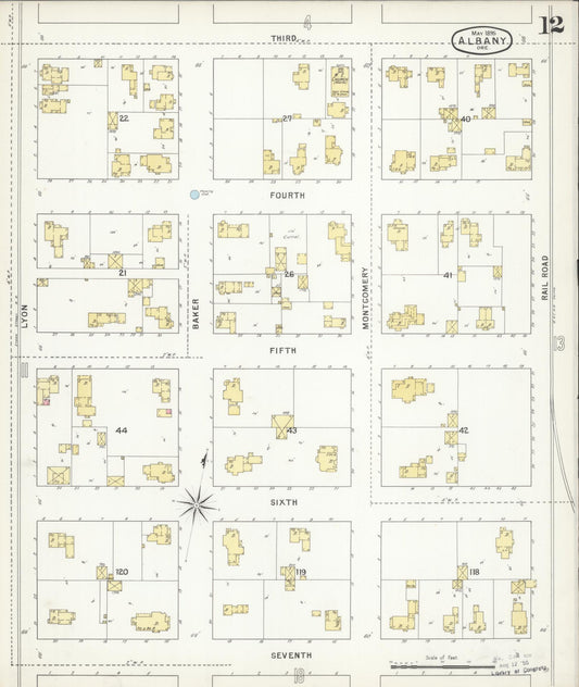 Sanborn Fire Insurance Map from Albany, Linn County, Oregon (1895), Sheet #0012 - Historic Sanborn Fire Insurance Map Print, vintage old map wall art, antique decor, genealogy gift, Oregon Oregon map