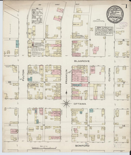 Sanborn Fire Insurance Map from Richwood, Union County, Ohio (1885), Sheet #0001 - Complete Map Set gallery image, historic Sanborn map, vintage wall art, Ohio Ohio
