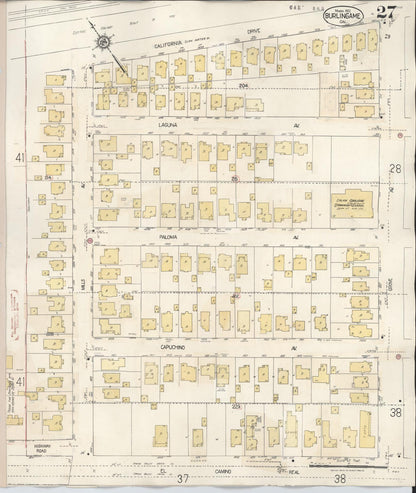 Sanborn Fire Insurance Map from Burlingame, San Mateo County, California (1949), Sheet #0027 - Complete Map Set gallery image, historic Sanborn map, vintage wall art, California California