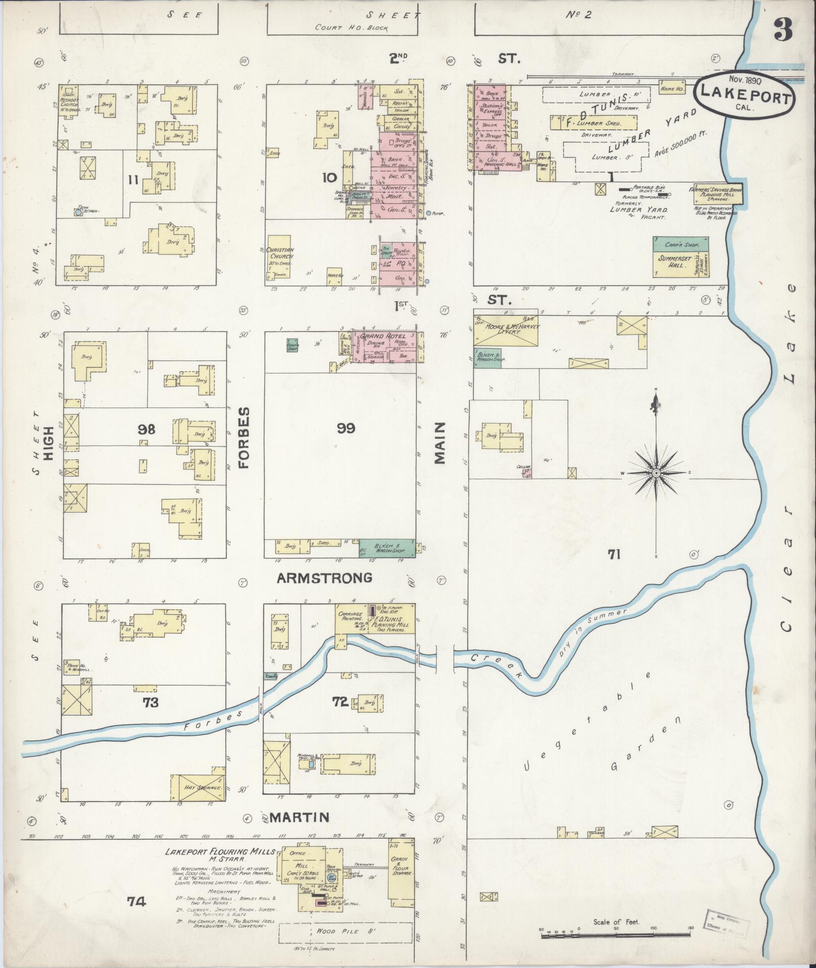 Sanborn Fire Insurance Map from Lakeport, Lake County, California (1890), Sheet #0003 - Historic Sanborn Fire Insurance Map Print, vintage old map wall art, antique decor, genealogy gift, California California map
