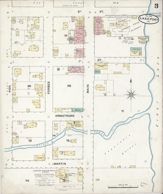 Sanborn Fire Insurance Map from Lakeport, Lake County, California (1890), Sheet #0003 - Historic Sanborn Fire Insurance Map Print, vintage old map wall art, antique decor, genealogy gift, California California map