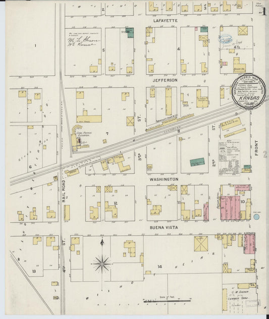 Sanborn Fire Insurance Map from Kansas, Edgar County, Illinois (1894), Sheet #0001 - Historic Sanborn Fire Insurance Map Print, vintage old map wall art, antique decor, genealogy gift, Illinois Illinois map
